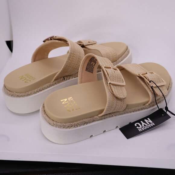 Madden NYC Sandals sz 9 footbed Cushion Contour Footbed two strap beige nwb - Picture 4 of 4